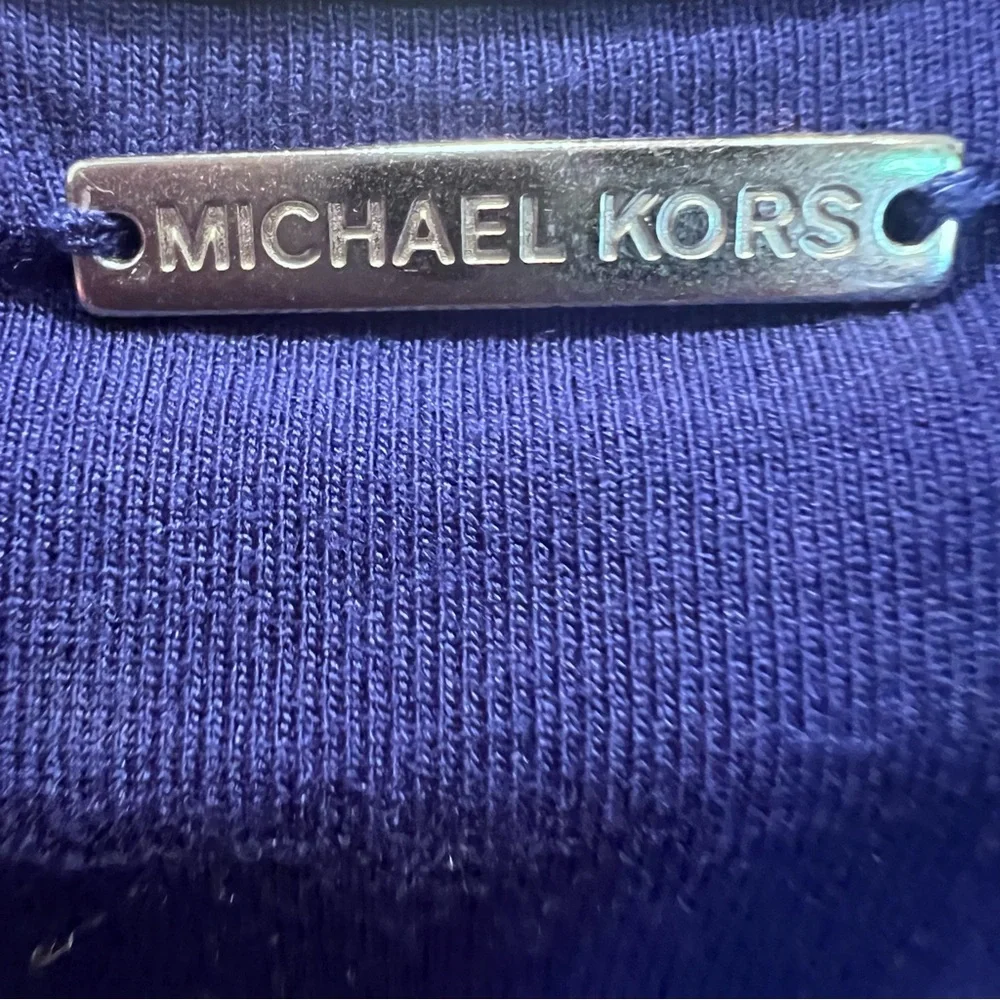 Michael Kors Dark Azurite Sleeveless Tank Top with Silver Trim - Picture 7 of 8
